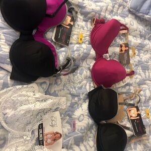 Black and Pink Wireless Bras with Smooth Molded Cups